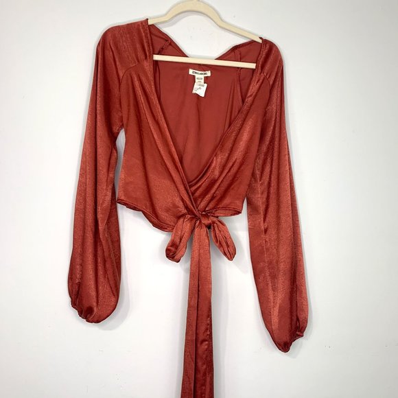 BILLABONG Redwood Shine On Silky Wrap Top Sz S - Picture 2 of 10